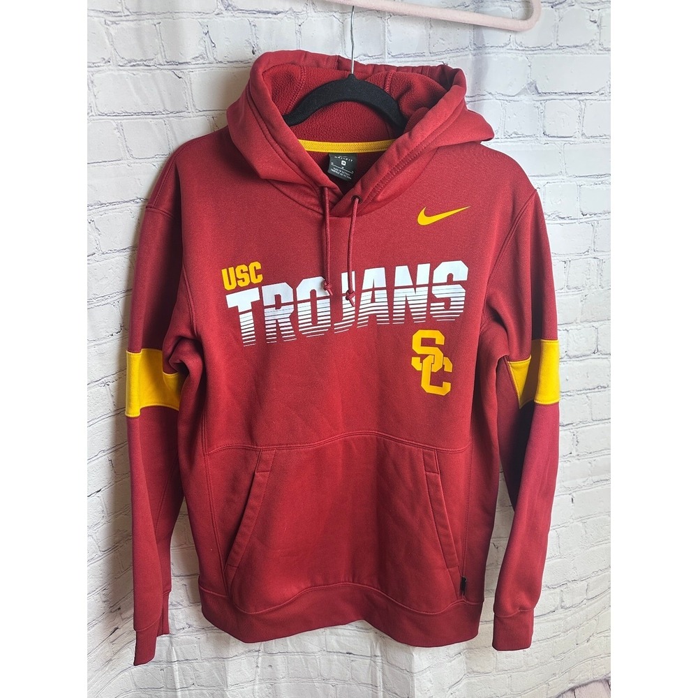 Nike USC Trojans Hoodie Pullover Sweatshirt Red Yellow Collegiate Medium